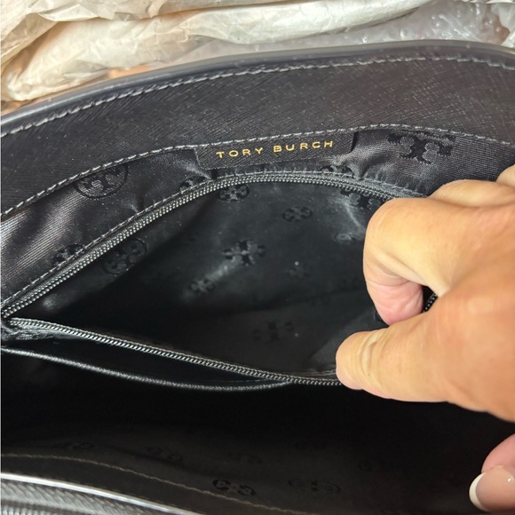 Tory Burch York Buckle Tote Bag Black Saffiano Leather with Gold Accents - Picture 11 of 13